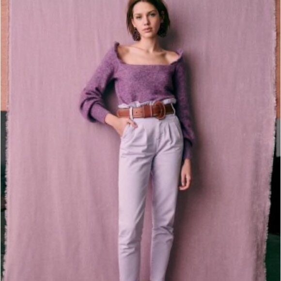 Sezane Mila Jumper Knit Sweater Mohair Merino Wool Purple Size Medium French M - Picture 15 of 15